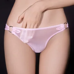 Sheer See Through Sexy Briefs Breathable Fashion Women's Low Waist G-string Oil Glossy Shiny Elastic T-Back Sexy Thong Underwear