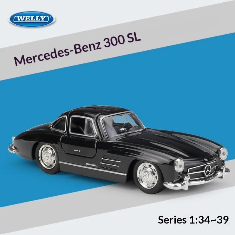 

WELLY 1:36 Mercedes-Benz 300SL Gullwing Classic, модель из литого сплава с функцией отката назад, официально лицензированная реплика винтажного автомобиля