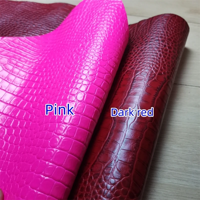 1mm Pink. Red Alligator Cowhide. First Layer Leather. Real Leather Fabric. Handmade DIY For Styling Bags. Full-Sheet Cutting