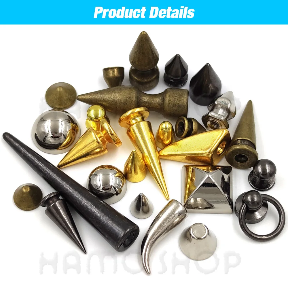 5pcs-50pcs/Sets Bullet Spikes Screw Rivets For Leather Punk Studs and Spikes For Clothes Thorns Patch DIY Crafts Leather