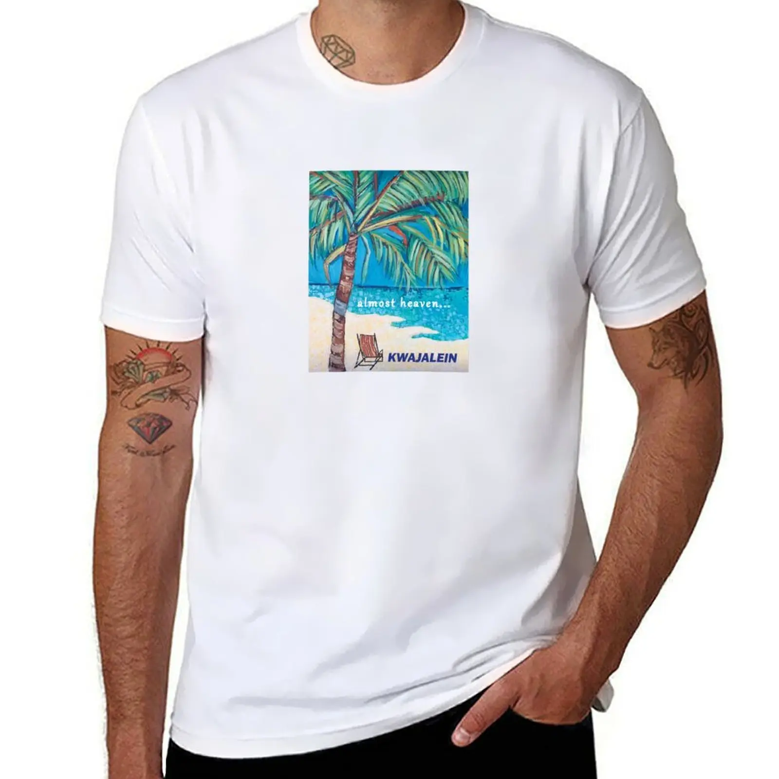 

Kwajalein Almost Heaven... Beach Palm T-Shirt t shirt man casual graphic t shirts for man T-Shirt