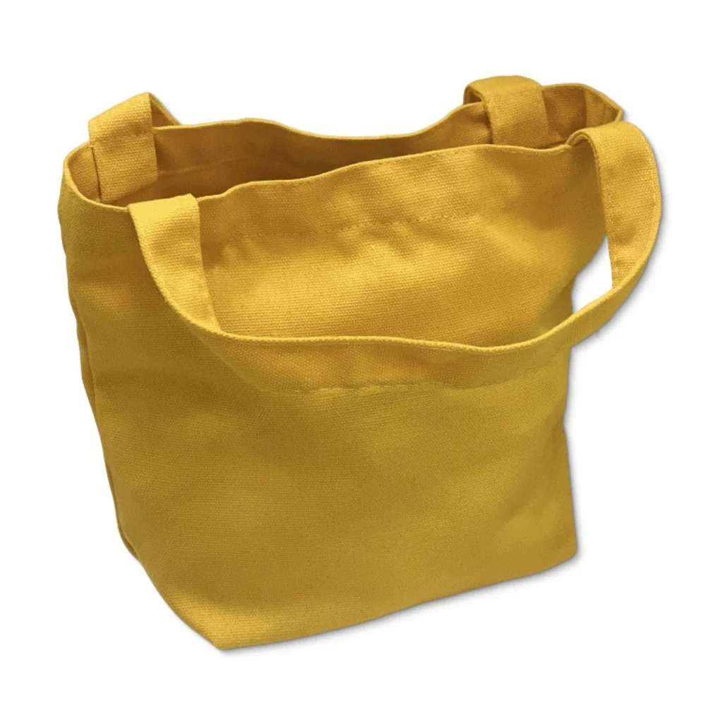 Portable Cotton Canvas Handbag Handheld Reusable Tote Bag Mini Washable Shopping Bag Daily