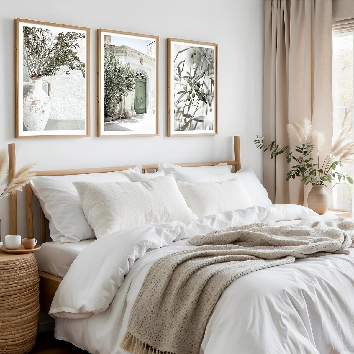 

3pcs/Set Green Olive Tree Mural Printing, Italian Urban Art, Tourism Decorative Art Posters, Modern Minimalist Home Decoration