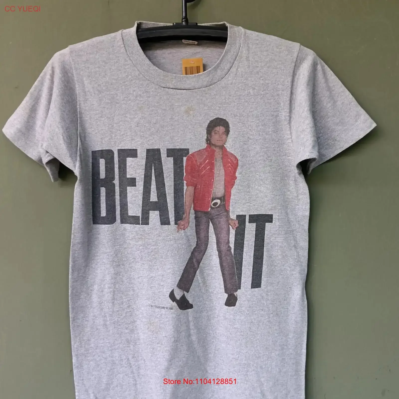 Винтажная футболка Beat Michael Jackson 1984 Tour для мужчин, в стиле поп-музыки 80-х, черная, размер S, с эффектом потертости, для повседневной носки, уличный стиль