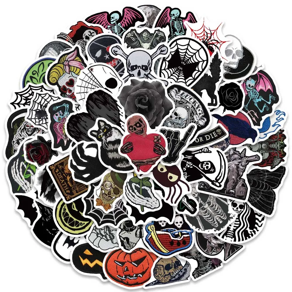 60pcs Punk Darkness Cartoon Spider Wed Skull Stickers Pack For Laptop Phone Guitar Luggage Waterproof Graffiti Car Decals