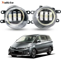 LED Fog Lights Assembly Car PTF with Angel Eyes DRL + Lens for Toyota Estima Hybrid Aeras AHR20 XR50 2012 2013 2014 2015 2016