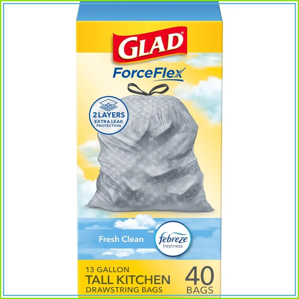 

13 Gallon Tall Kitchen Trash Bags, 40 Count - Stretchable & Leak-Proof with Fresh Scent