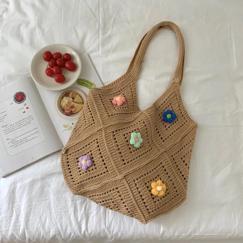 2026 Sommer Neuheit: Ausgehöhlte gestrickte Blumen-Tragetasche – Elegante Umhängetasche für Business und Pendeln mit großem Fassungsvermögen – Detail 11