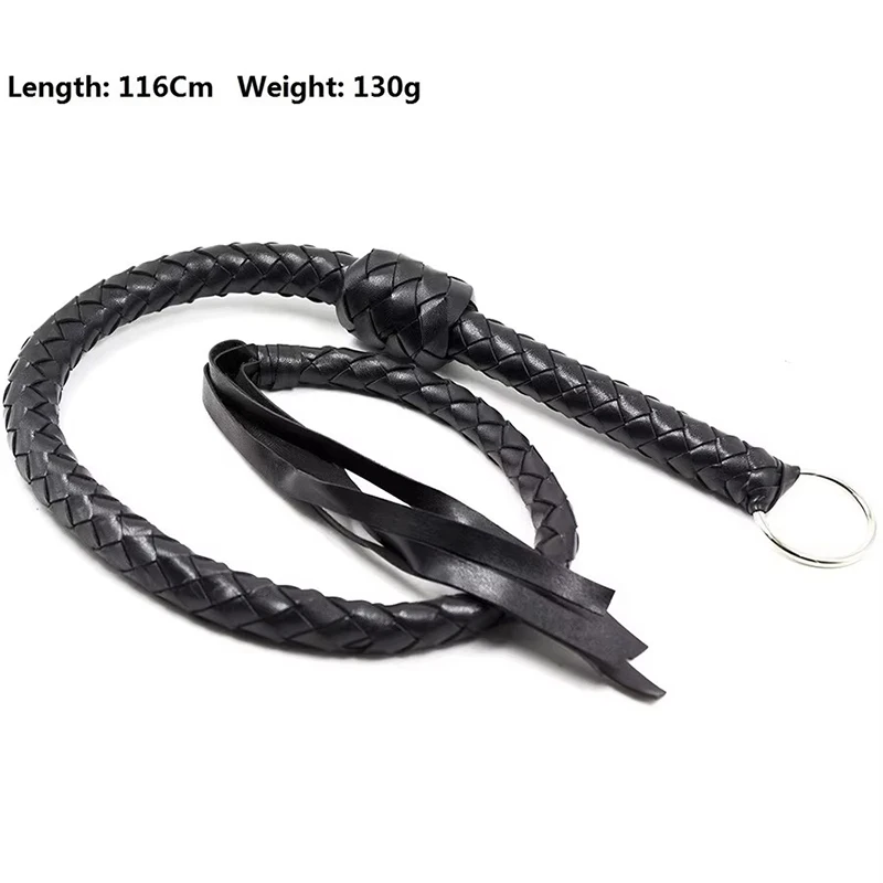 116 سنتيمتر الحصان سوط بولي Leather الجلود المنسوجة يدويا مقبض الجلود سوط قوة الفروسية السياط التدريس التدريب أداة ركوب المحاصيل