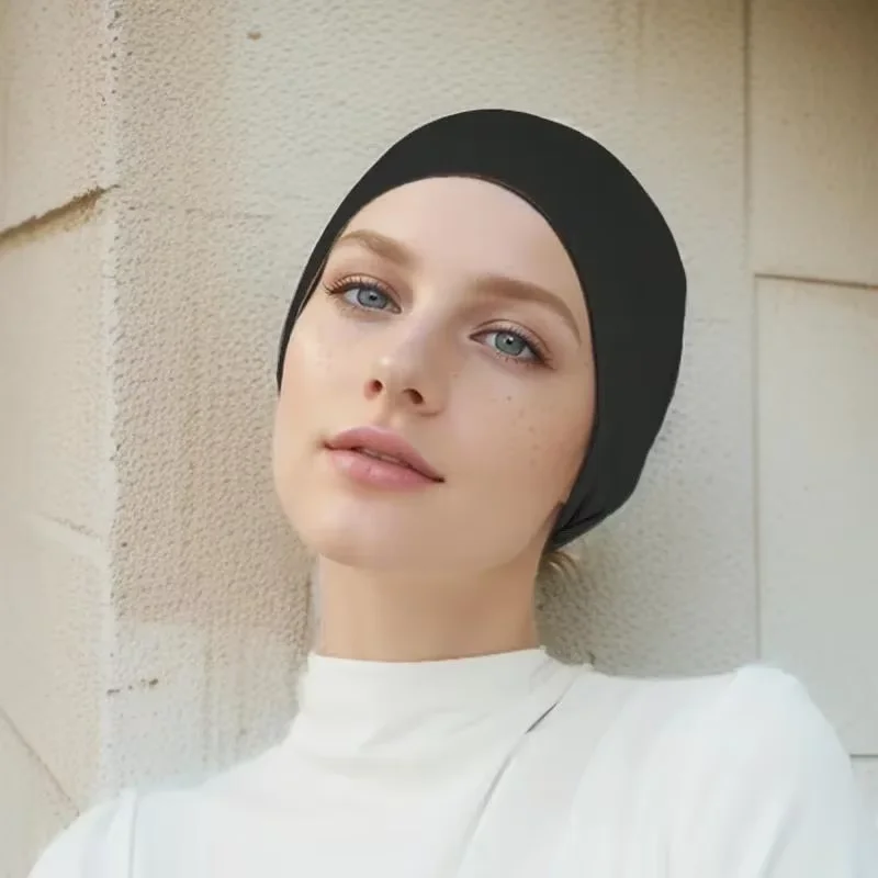 4pcs Hot Sale Jersey Modal Hijab Underscarf Wrinkle Headband Wrap Plain Color Muslim Hijab Inner Elastic Islamic Turban Bonnet
