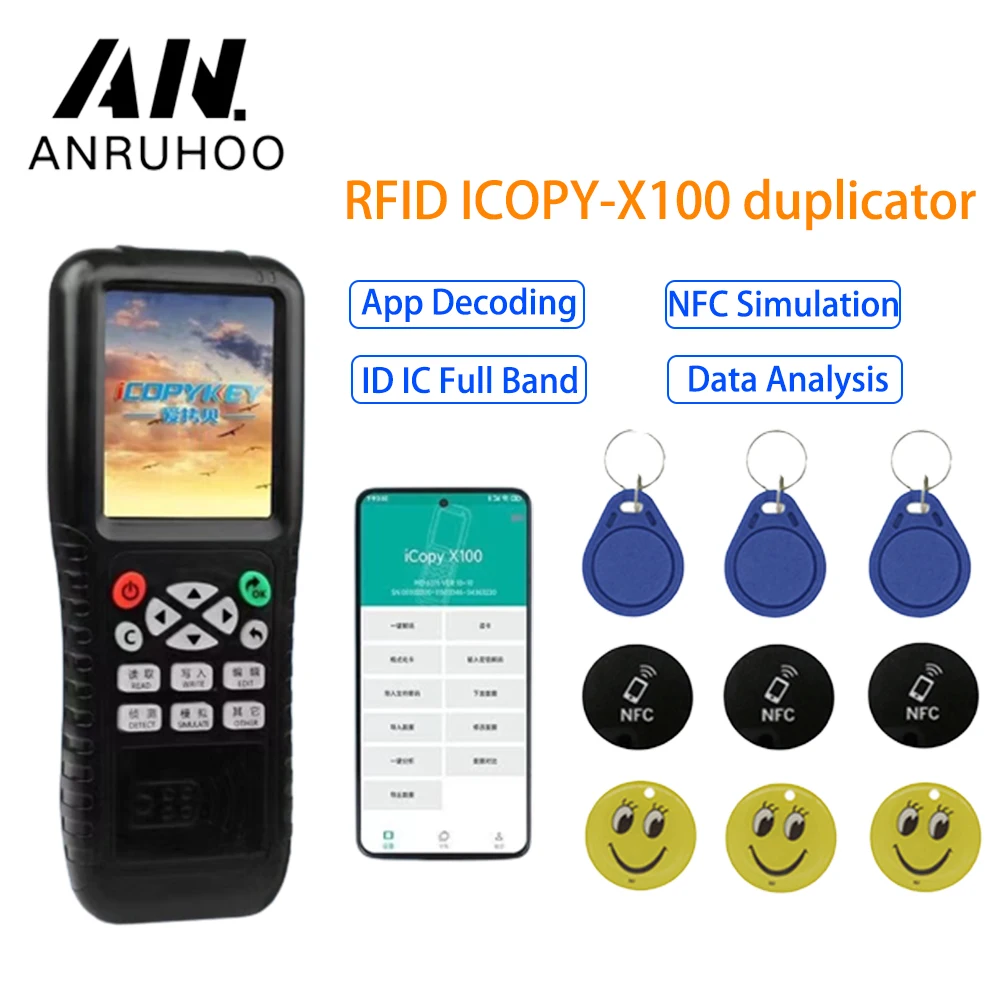 Rfid Handheld Smart Chip Reader Nfc Recognition Android App Id Ic Card Duplicator 13.56mhz 125khz Label Clone Edit Badge Token