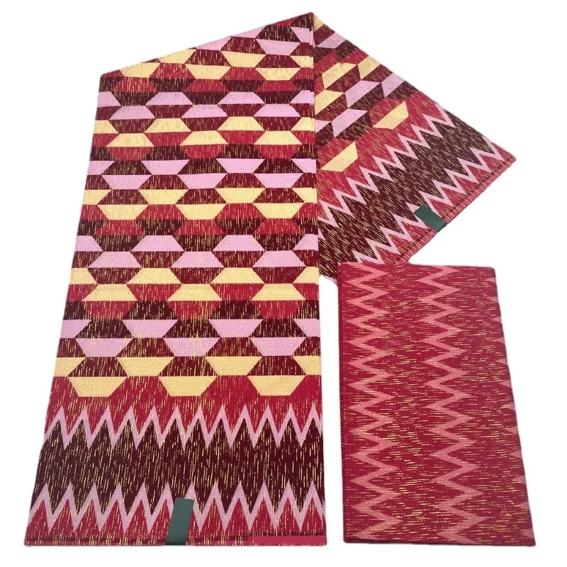 2 + 4 Yards il più nuovo tessuto africano in cera dorata tessuto in vera cera 100% cotone Ankara Wax Plaid Print tessuto morbido Pagne materiale per