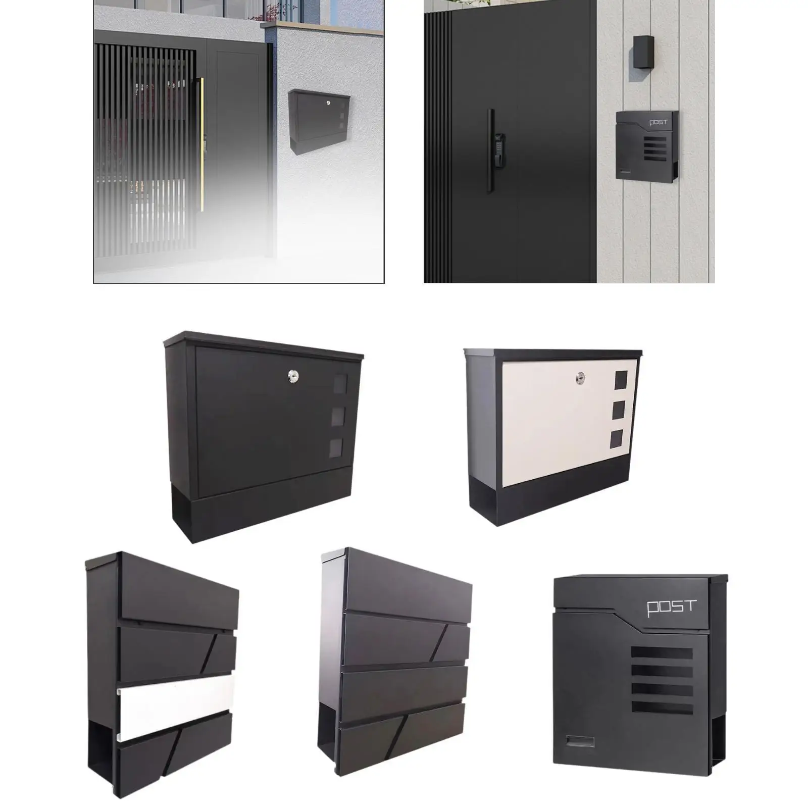 Wall Mount Mailbox High Temperature Resistance Easy to Install Retro Design Locking Mailbox for Magazines Newspapers Office