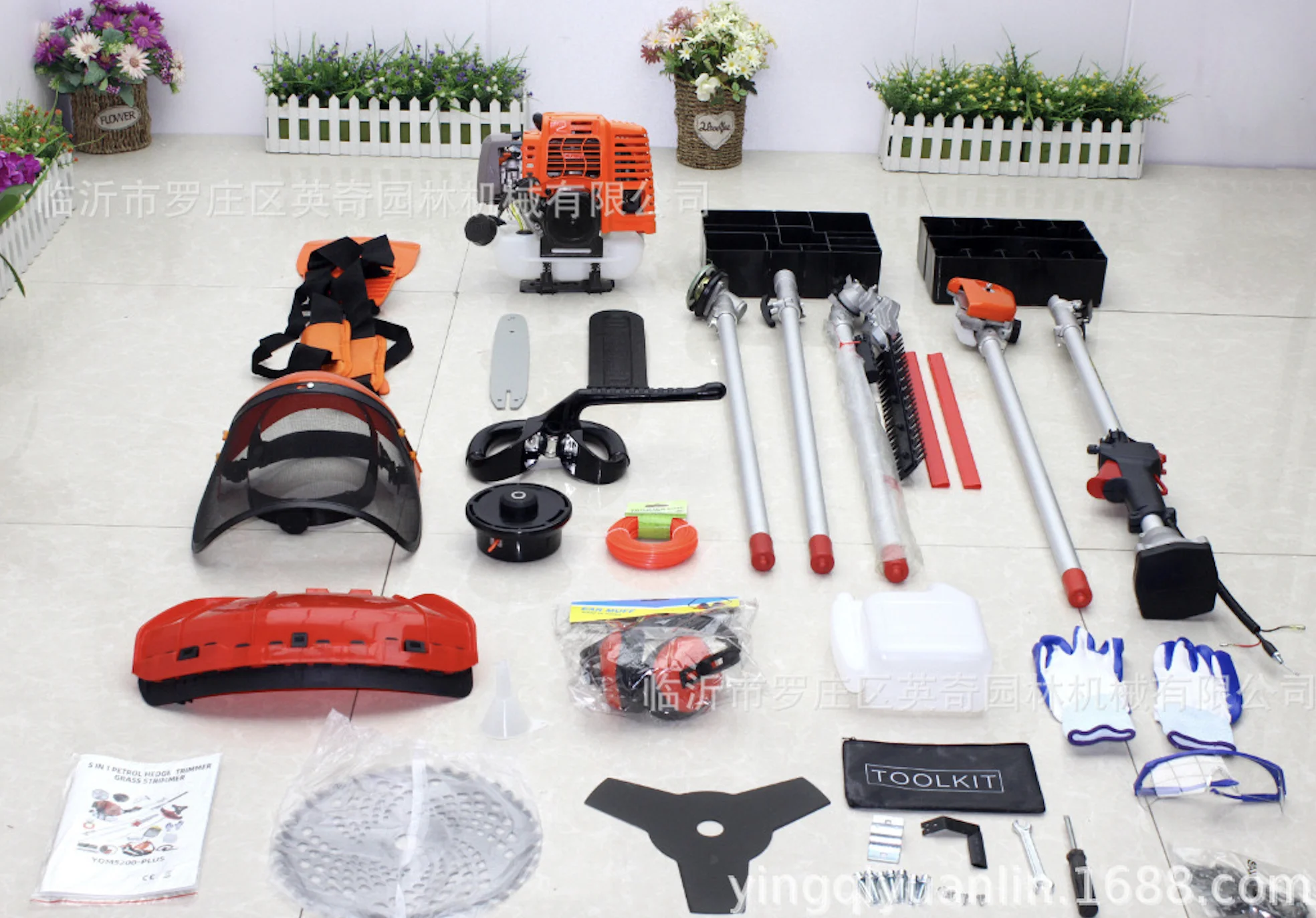 52CC Lawn Mower 5 in 1 Gasoline Brush Cutter High Branch Saw Hedge Trimmer Gardening Tools