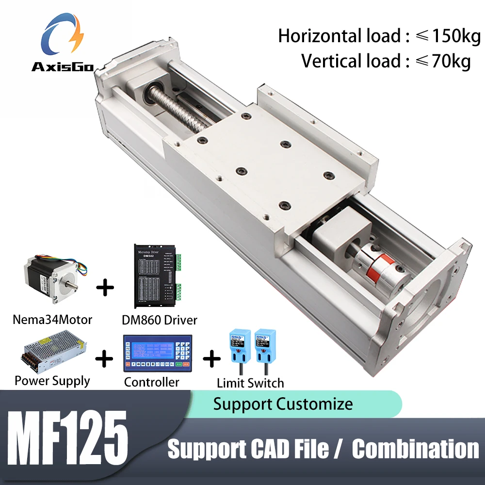

MF125 Heavy-Duty Enclosed Linear Slide Module, Ball Screw Cross-Lift Stage with Dustproof Guide Rail