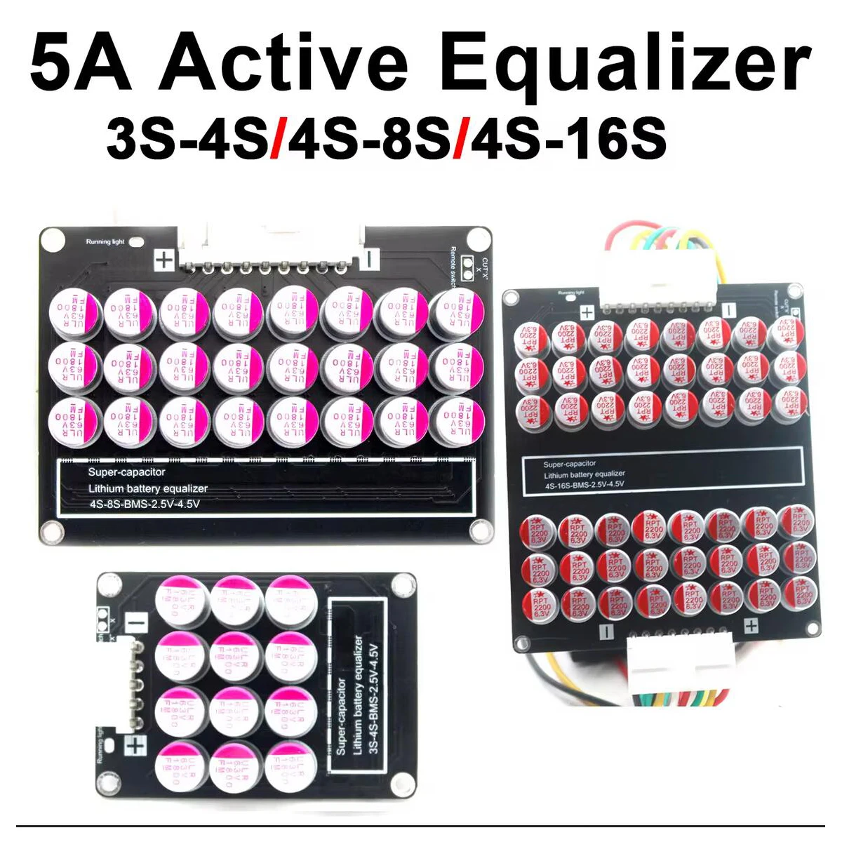 4S 8S 16S 5A Active Equalizer Balancer Board FOR 10S 13S 12S 14S Lifepo4 Li-ion Lithium Battery 12V 24V 36V 48V BMS Protection