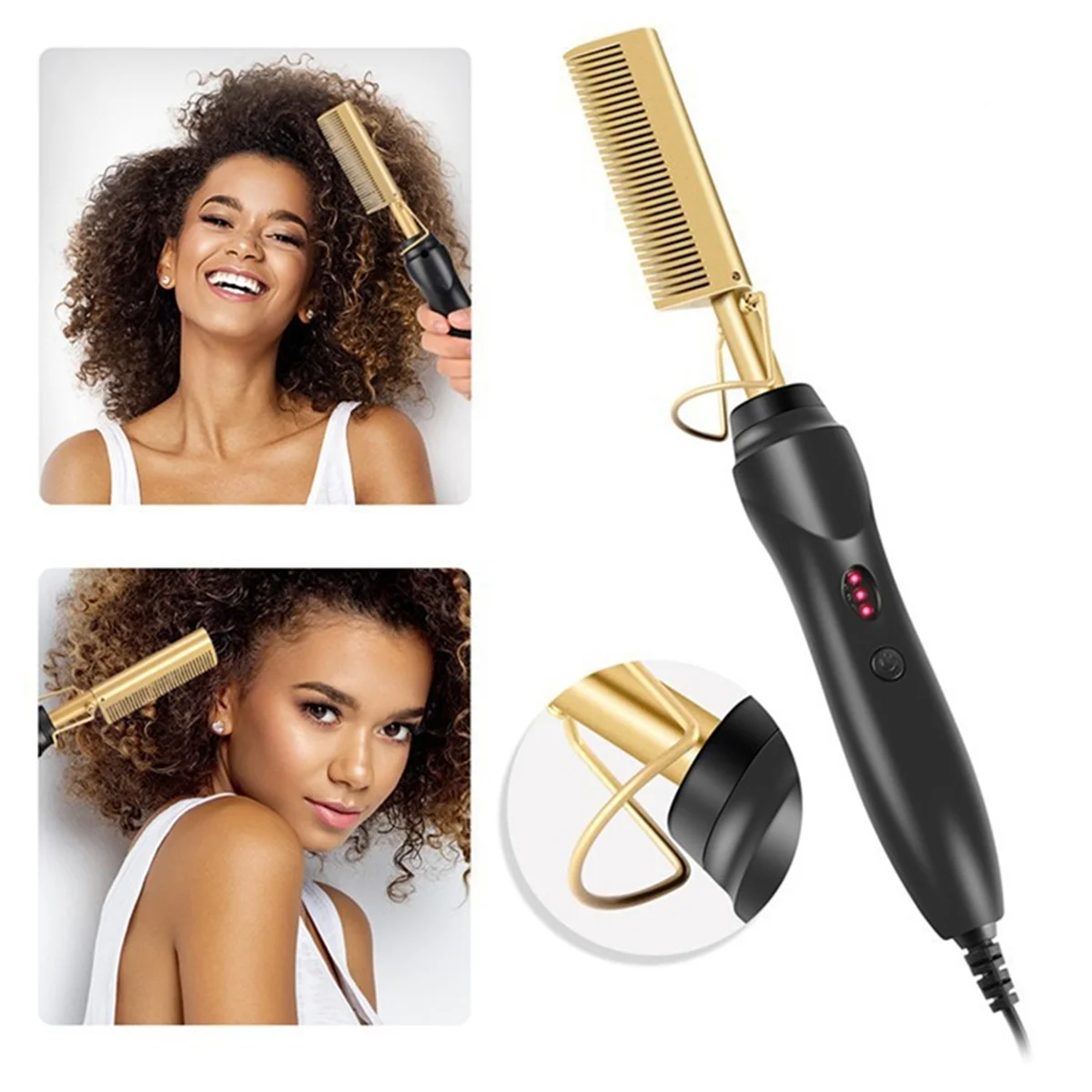 Hair Straightener Comb Wet&Dry Hair Straightener Curling Iron Household Electric Comb 3In1 Straight Curling Comb US Plug