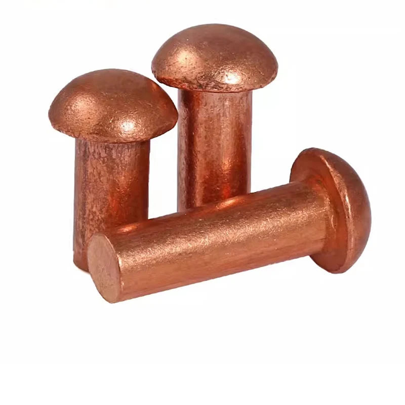 2-200pcs M1.5 M2 M2.5 M3 M4 M5 M6 M8 Button Head Cap Purple Copper Rivets Solid Semi-Round Rivet Length=2/3/4/5/6/8/10/12-50mm