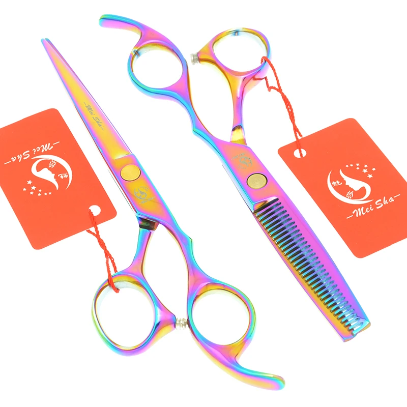 

Meisha 5.5/6 inch Rainbow Hair Cutting Thinning Scissors Set Professional 440c Hair Salon Scissors Hairdressing Shears A0031A