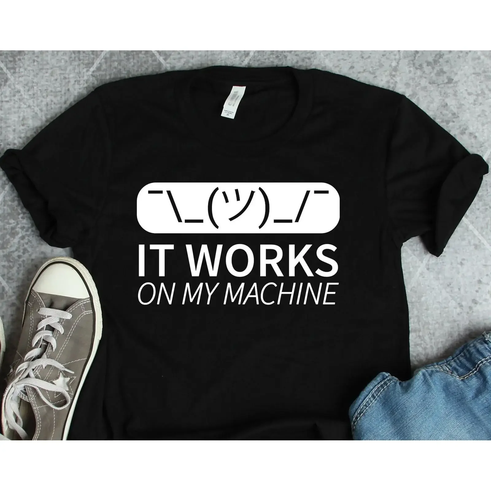 Works On My Machine T Shirt Programmer Coder Computer Science Coding vintage Washed fashion Versatile homme