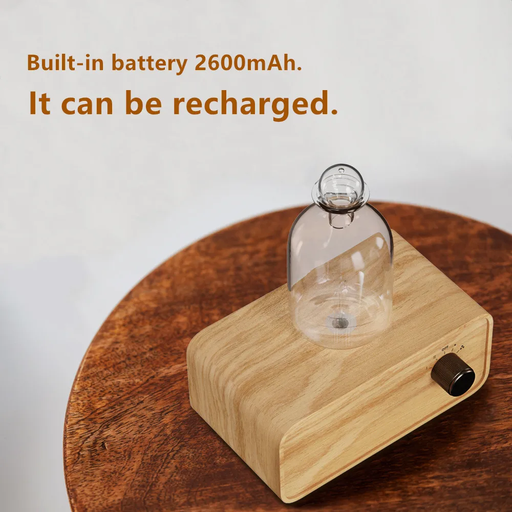 Difusor de aceites esenciales sin agua, nebulizador eléctrico de fragancia de madera recargable, con batería integrada, para el hogar