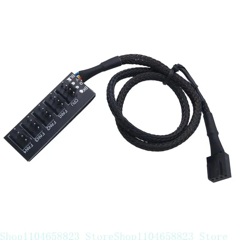 

5 Way PWM Fan Adapter 5 Port 4Pin PWM PC Cooling Fan Controller Power Distribution 40cm Long Nylon Cable