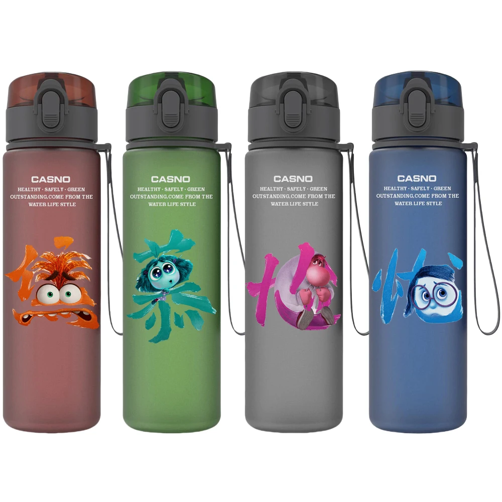 Disney Inside Out Embarrassment Ennui Envy Anxiety Joy Sadness Plastic Water Cup Outdoor Portable Sport Water Bottle 560ML