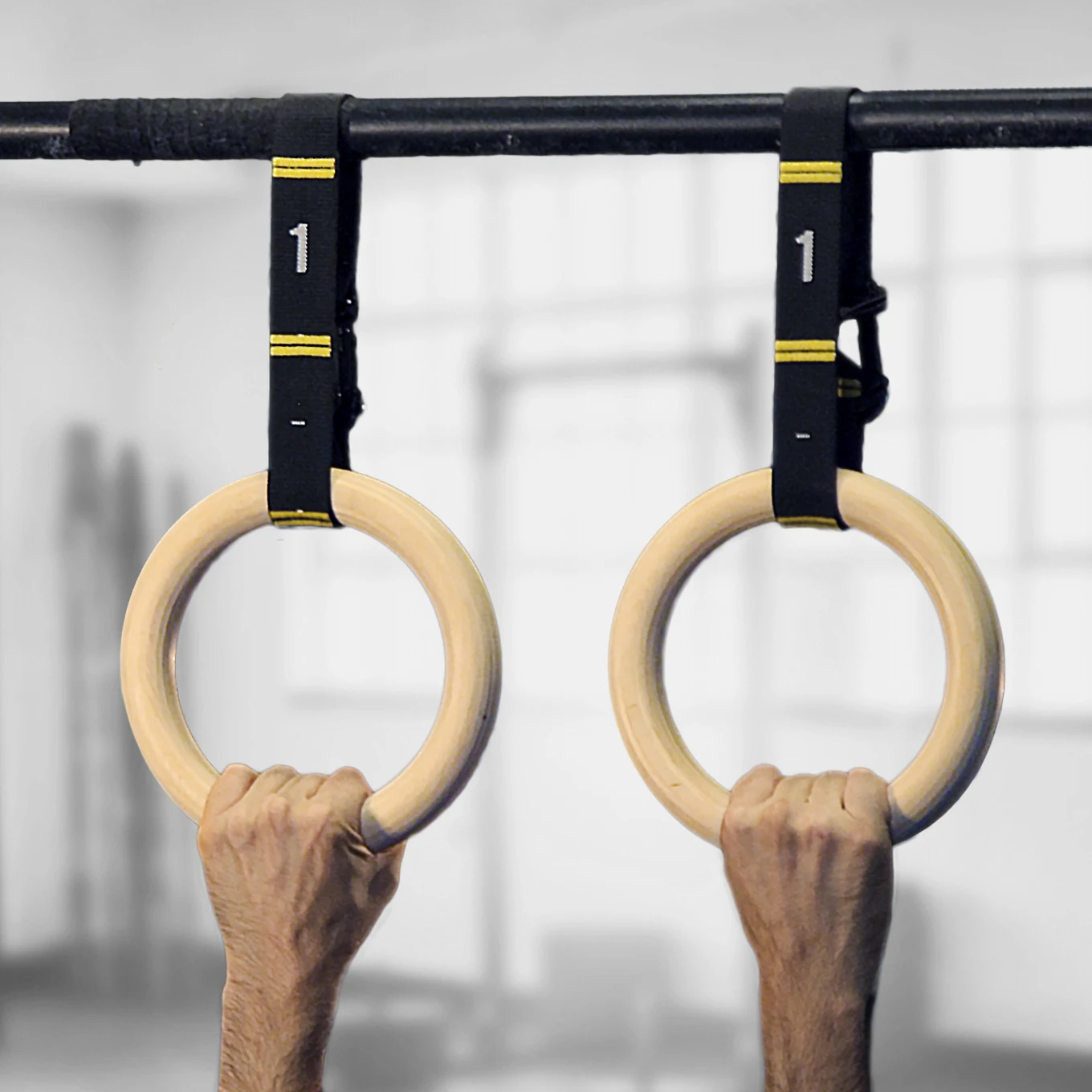 

28MM Wood Gymnastic Rings Non-Slip Wooden Ring with Adjustable Straps for Home Fitness Pull Up Strength Training