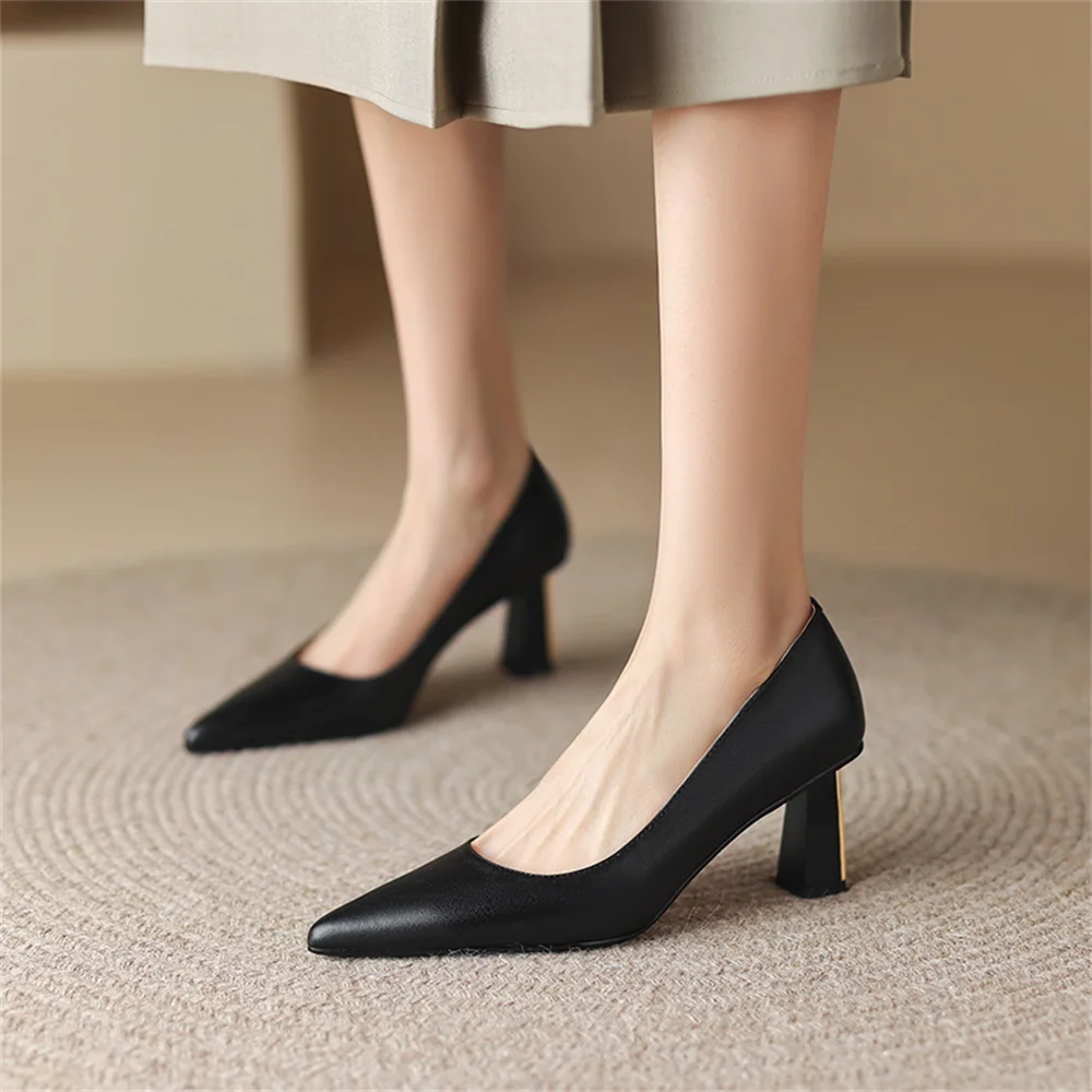 Taoffen Elegant Women Pumps Pointed Toe Thin High Heels Spring Summer Shoes Solid Color Slip On Office Dress Shoes Handmade 2024