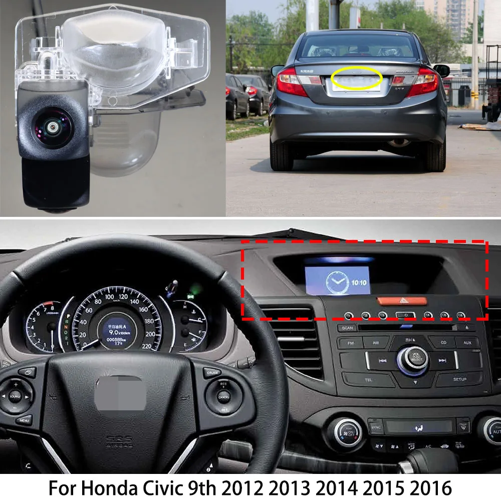 

For Honda Civic 9th 2012 2013 2014 2015 2016 OEM Small Display Screen Compatible With Adapter 24 pins Vehicle Rear View Camera