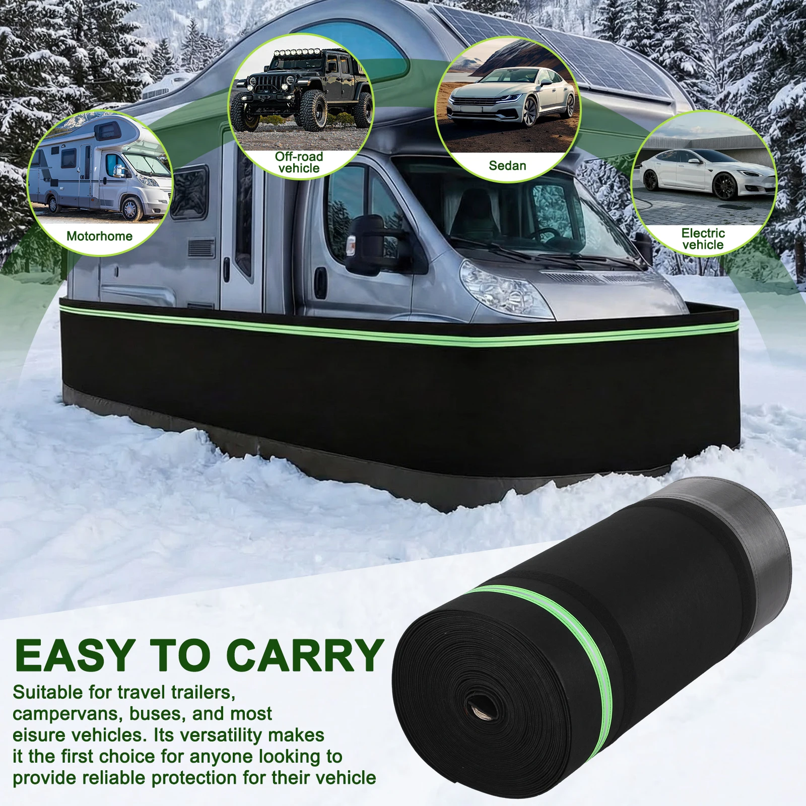 Travel Trailer Skirt Panel Easy Installation Thick Mobile House Skirting Waterproof 39.37ft Heightx85.3ft Length for Winter