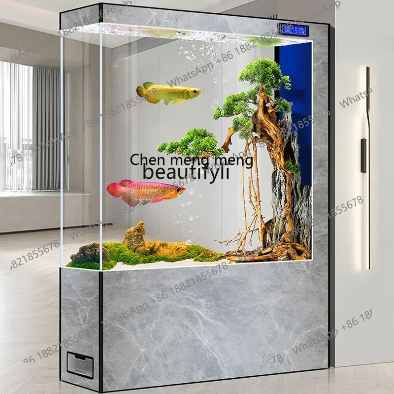 

GG Entrance fish tank partition living room screen ultra-white glass large floor-to-ceiling ecological aquarium