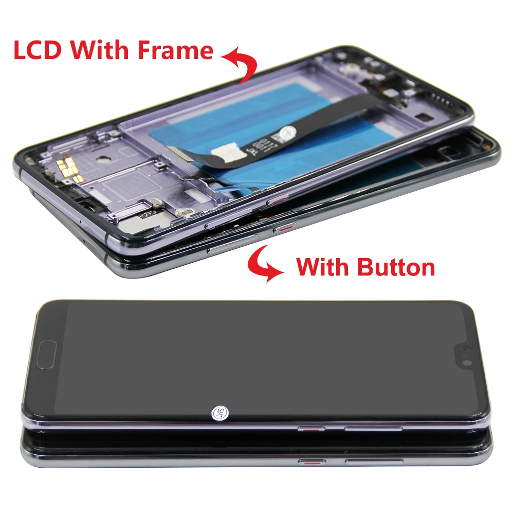 LCD Screen For Huawei P20 EML-L29 L09 L22 Display With Fingerprint 10 Touch Screen Digitizer For Huawei P 20 LCD With Frame