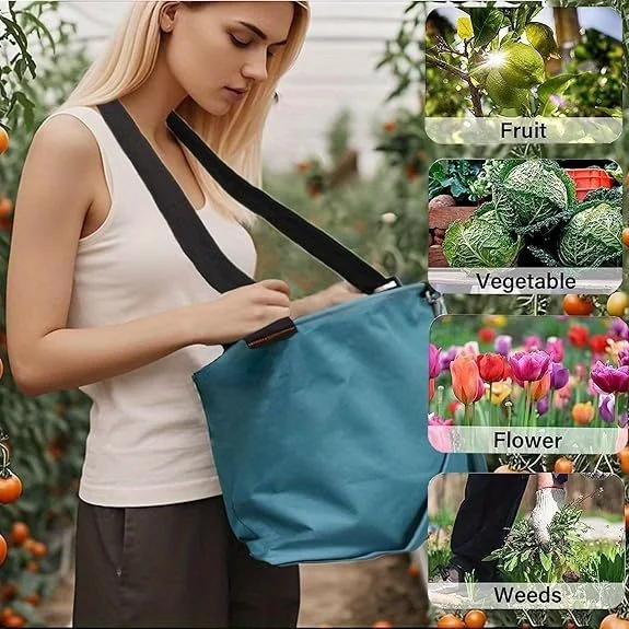 1pc Garden Harvest Apron Oxford Fabric Adjustable Crossbody Bag Large Capacity Vegetable Fruit Picking Gardening Tool Storage