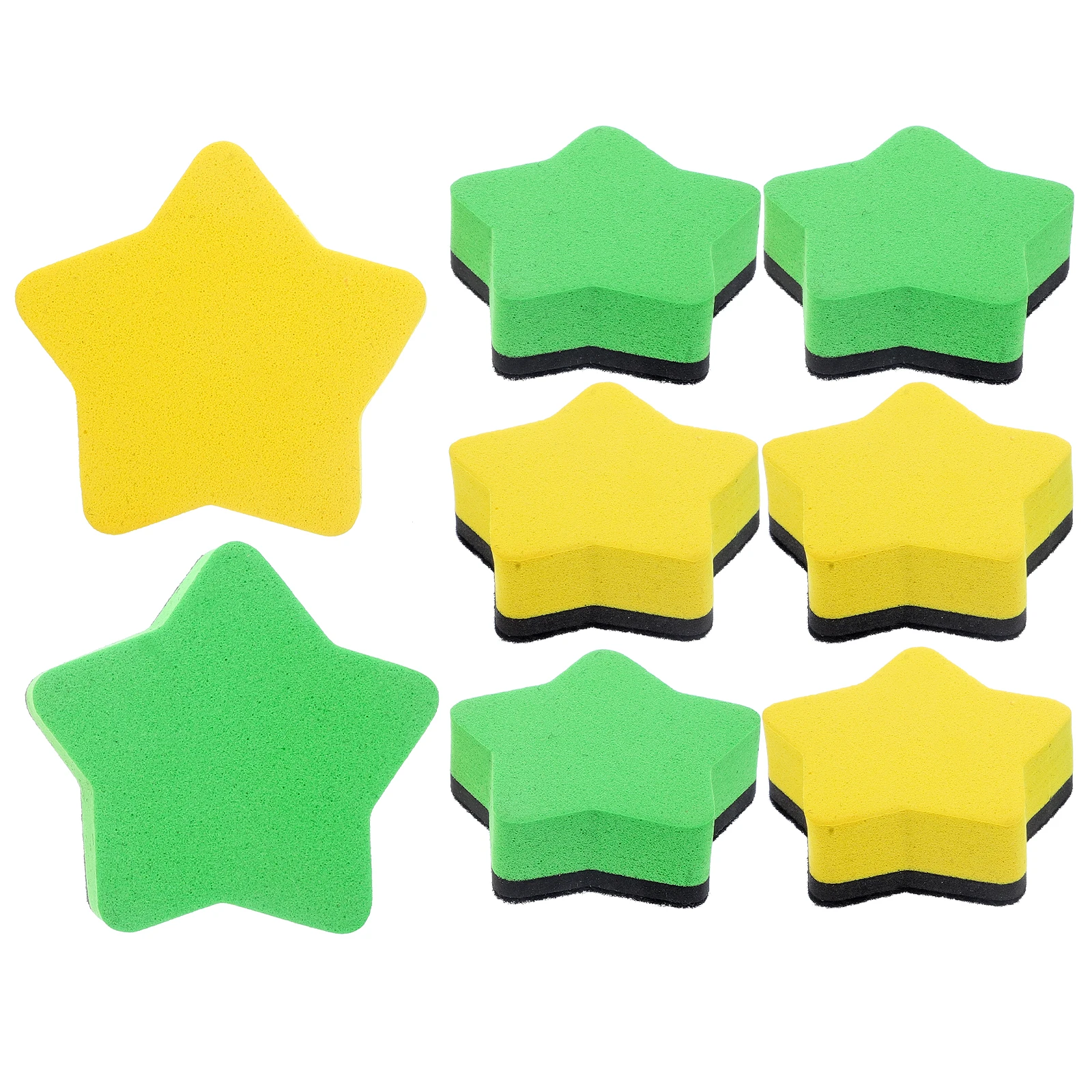 

8pcs Magnetic Whiteboard Erasers EVA Felt Cartoon Star Shaped Yellow Green Dry Erase Board Cleaning Tools Portable Classroom