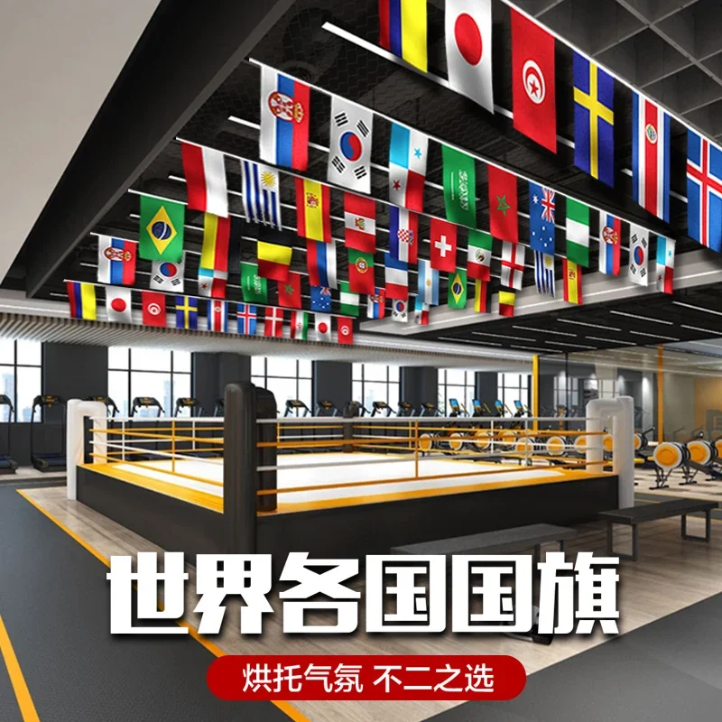 

World national colorful bar indoor flags, flag pulling, kindergarten decoration atmosphere layout