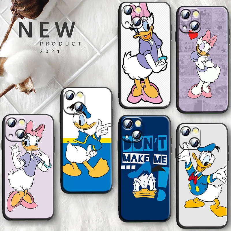 Disney Donald Duck Cute Apple iPhone Case For 16 15 14 13 12 11 Mini XS XR X Pro Max Plus Black Soft Cover