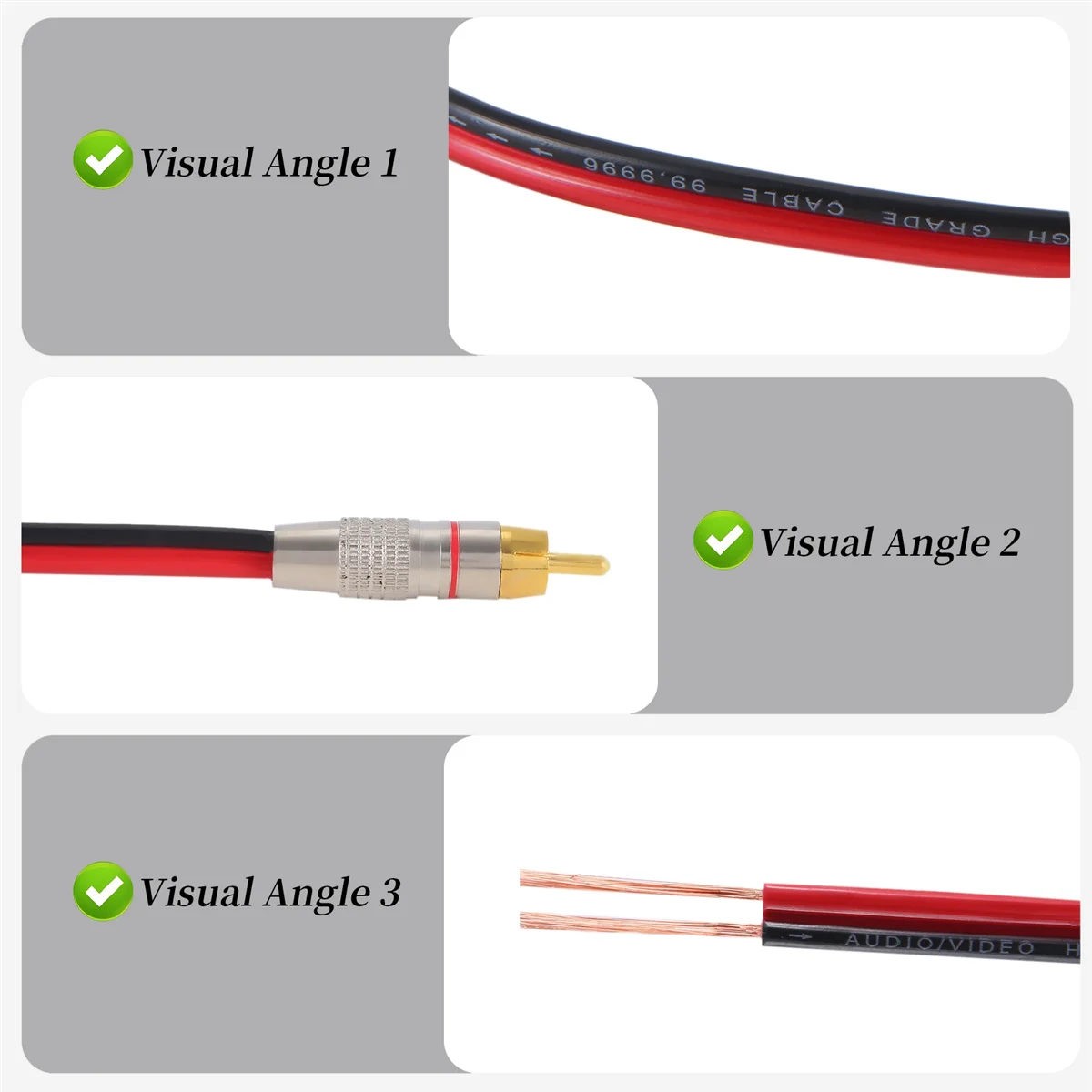 Nouveaux câbles de haut-parleur vers adaptateur de fiches RCA, 2 canaux (1 pied)