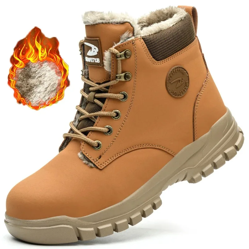 Lightweight Work Boots Safety Steel Toe Shoes Men Rotating Buttons Protective Shoes Work Sneakers Puncture-Proof Winter Boots