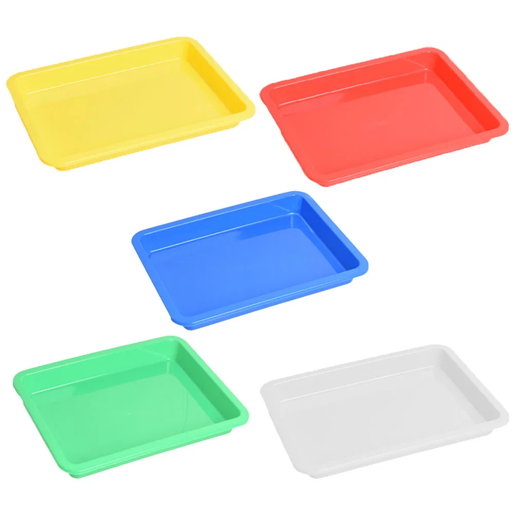 

5Pcs Colorful Plastic Trays Excellent Texture Rectangular Shape for Activity Organizer DIY Projects Home Office Painting Supply