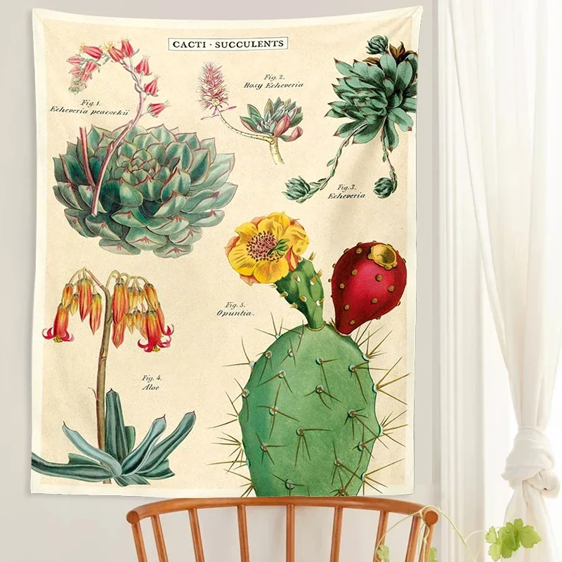 Cactus Tapestry Wall Hanging Trippy Botanicals Green Watercolor Print Nature Large Tablecloth Wall Tapestry Bedroom Home Dorm