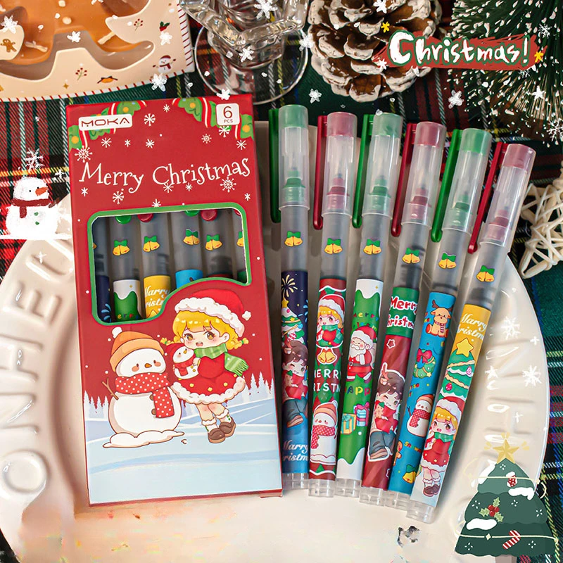 12pcs Christmas Gel Pens - Fine Tip, Retractable, Smooth Writing | Festive Holiday Designs, Perfect for Gifts & Office Supplies