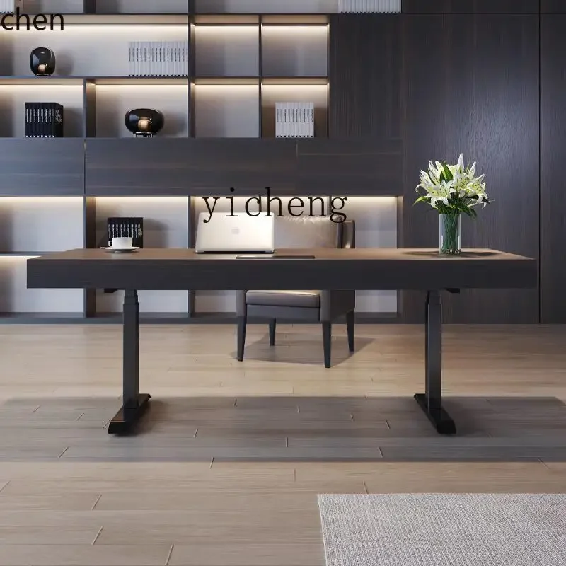 

b7- minimalist intelligent electric lifting desk modern simple solid wood computer work desk