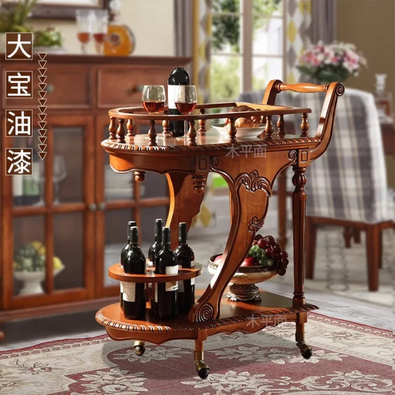 trolley hotel home with wheels movable side table retro hand push small coffee table 810 * 480 * 950mm