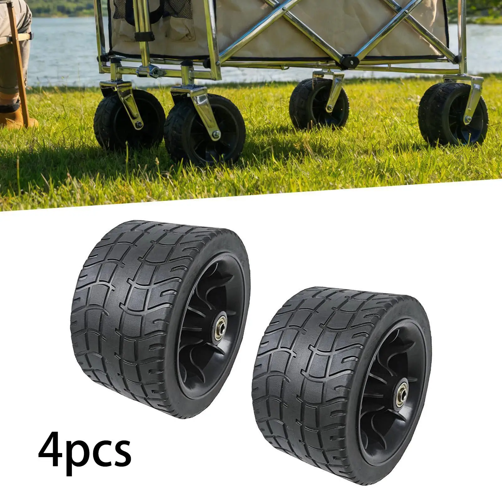 4x Camping Cart Wheels Multifunctional Repair Heavy Duty Picnic Beach Tire