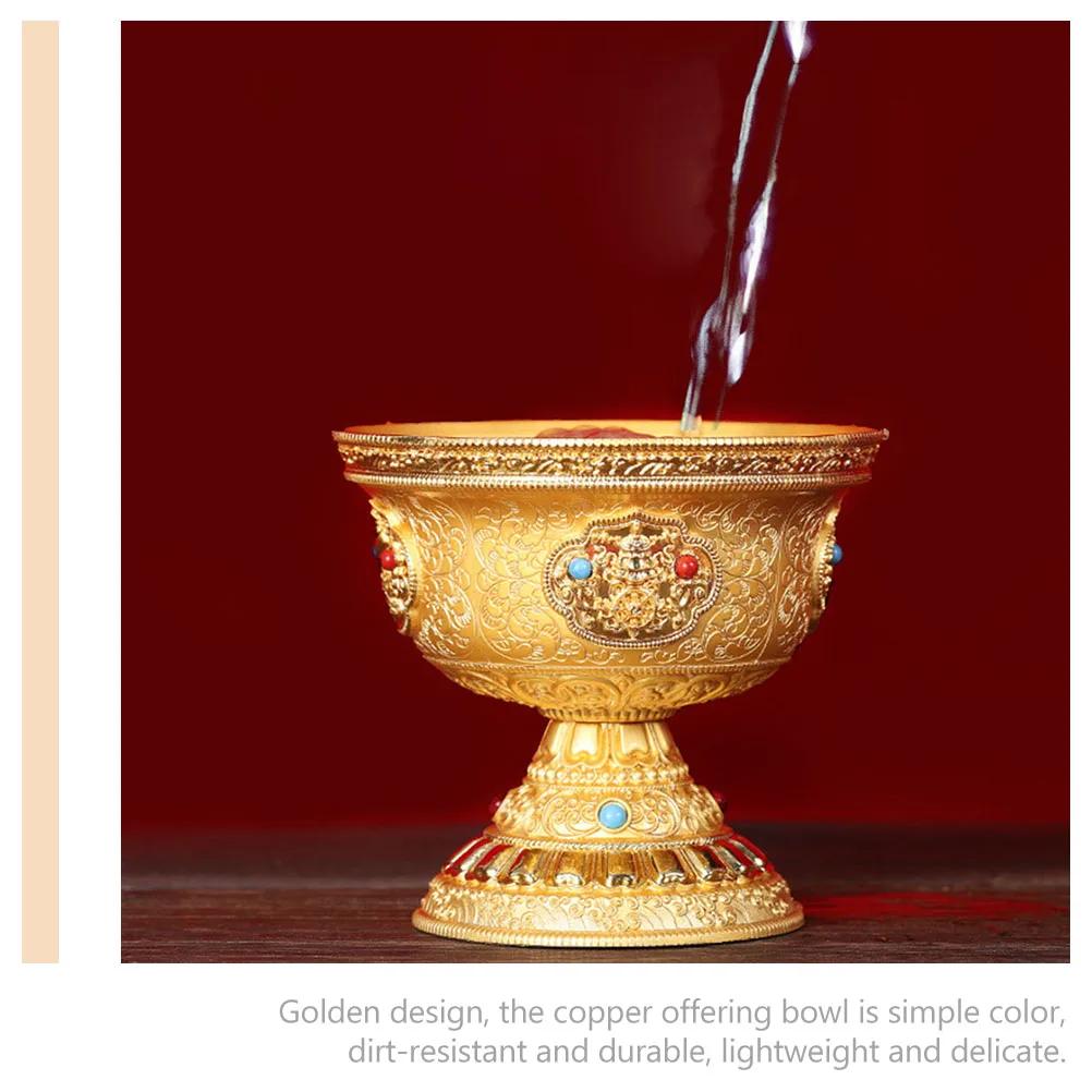 

Copper Buddhist Offering Bowl Rust Proof Durability Home Temple Yoga Meditation Water Bowl Sacred Worship Cup Decorative Tibetan