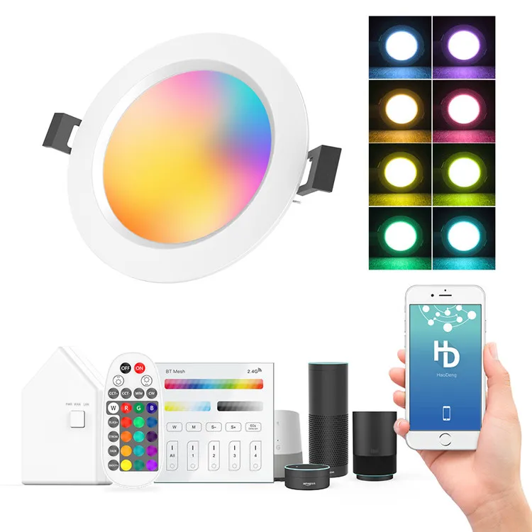 Smart Downlight Dimmable CCT RGBW Light Emitting Diode Light App Alexa Google Home Wifi Smart Light Emitting Diode Downlight