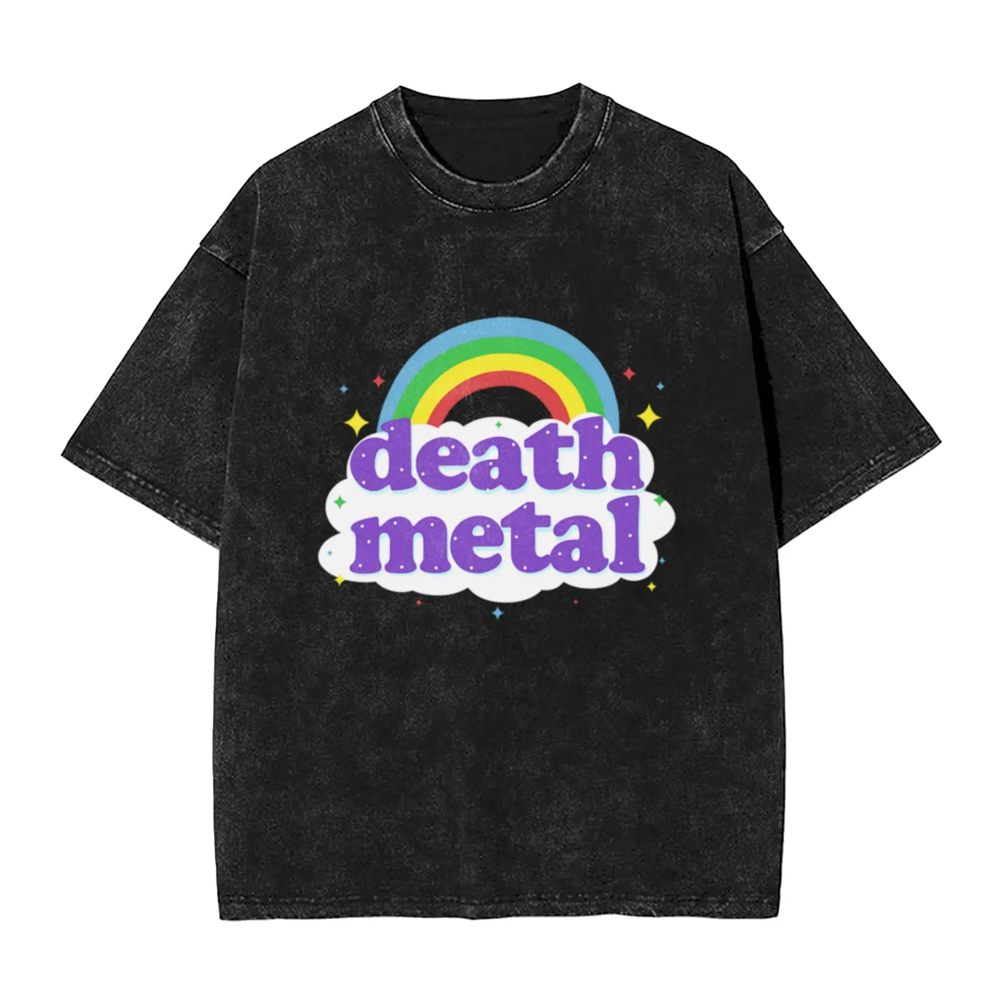 death metal rainbow - cute hot topic design pastel goth Comfort A T-Shirt Oversized Short Sleeve Men's Women's Cotton Tees Tops