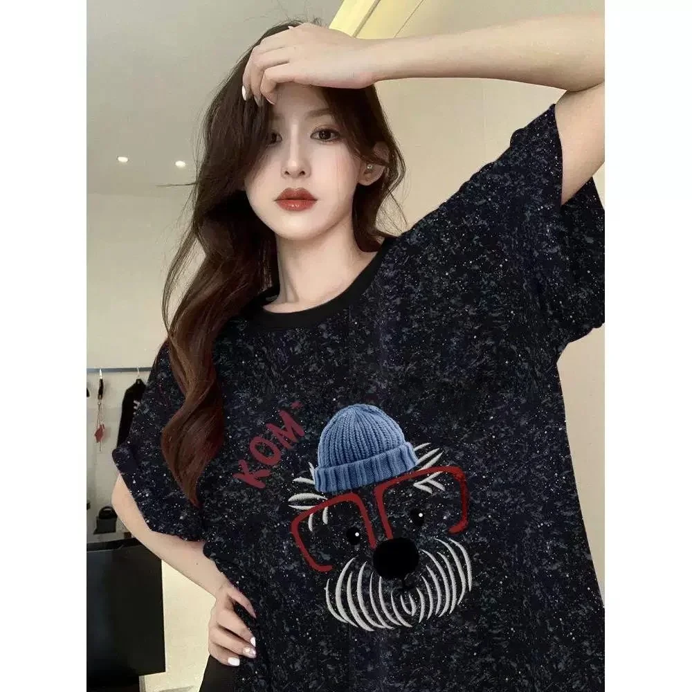 

Summer Large Size 300 Pounds American Trendy Brand Cartoon Print Casual Short Sleeve Men's T-Shirt Comfortable Soft Cotton Top