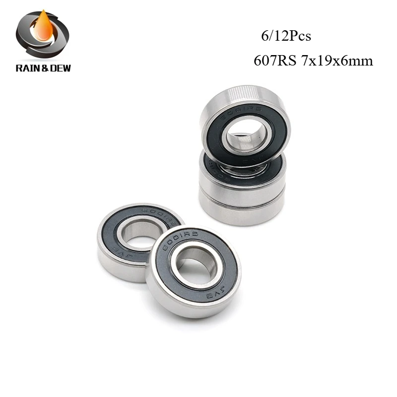 

6/12Pcs Ball Bearing ABEC-7 607-2RS 607 RS 607 2RS 607RS 7x19x6 Mm Miniature Rubber Sealed High Quality Deep Groove Bearings